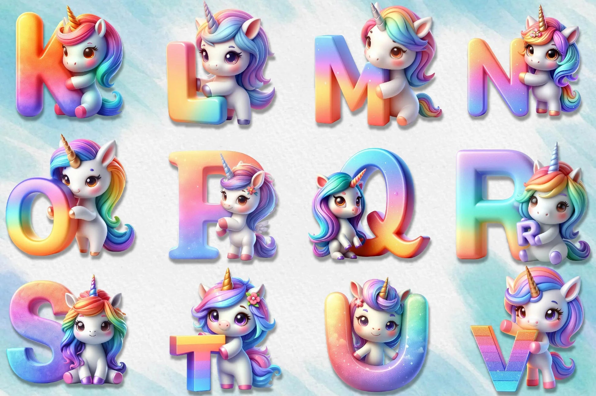 Unicorn Alphabet Clipart Bundle - CraftNest - Digital Crafting and Art