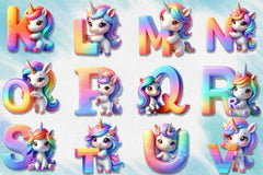 Unicorn Alphabet Clipart Bundle - CraftNest - Digital Crafting and Art