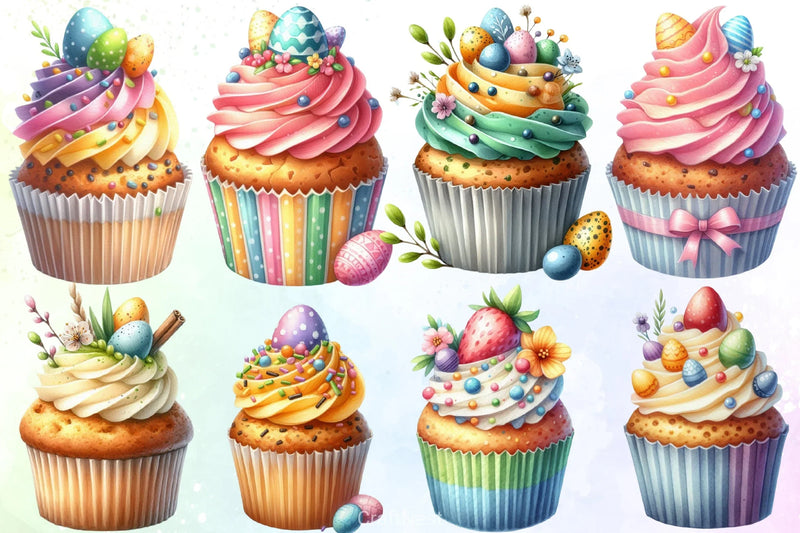 Cute Easter Cupcakes Clipart Bundle - CraftNest - Digital Crafting and Art