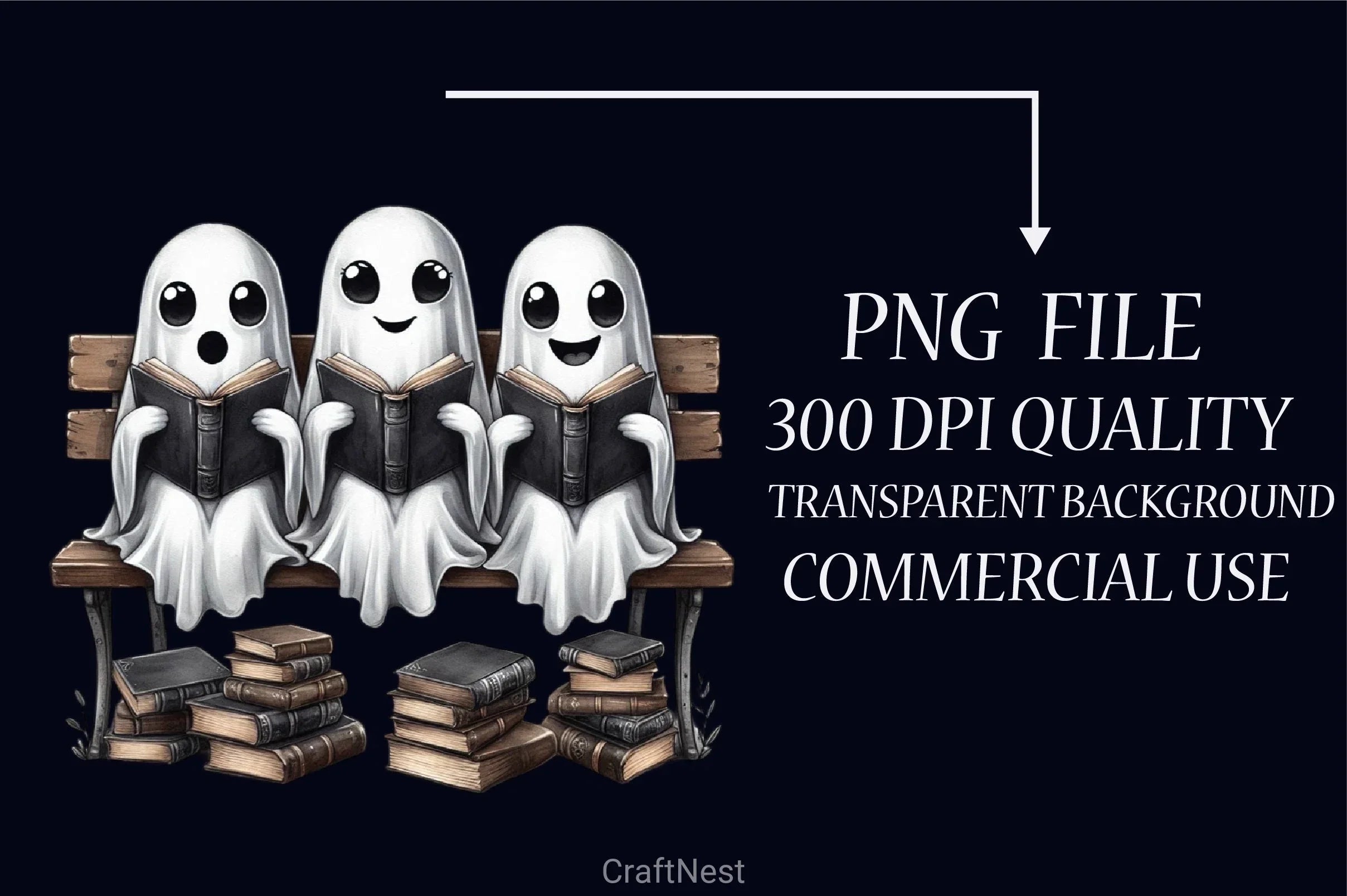 Halloween Ghost Book Clipart Bundle - CraftNest - Digital Crafting and Art