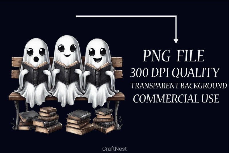 Halloween Ghost Book Clipart Bundle - CraftNest - Digital Crafting and Art