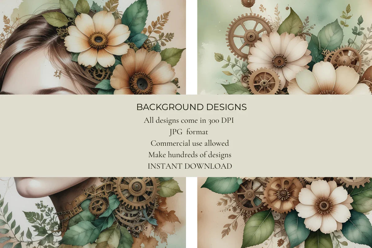Steampunk Botanical Junk Journal Papers - CraftNest - Digital Crafting and Art