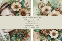 Steampunk Botanical Junk Journal Papers - CraftNest - Digital Crafting and Art