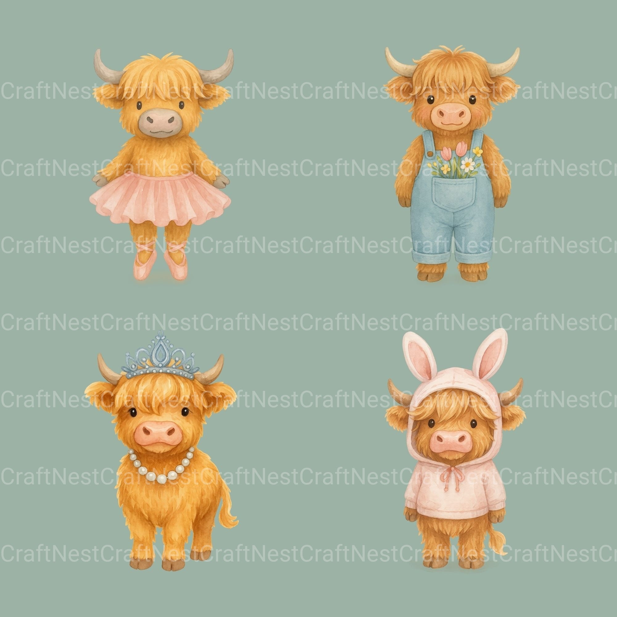 Highland Cows 1 Clipart Bundle
