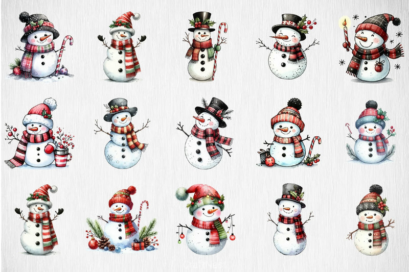 Christmas Snowman Clipart Bundle 9 - CraftNest - Digital Crafting and Art