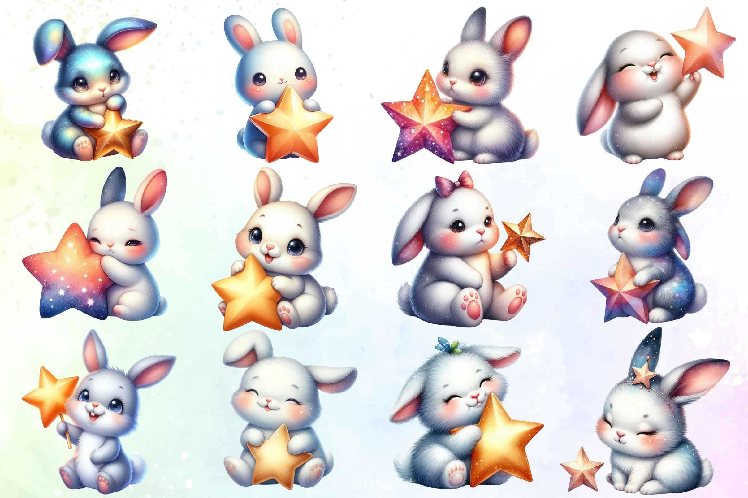 Bunny Star Clipart Bundle - CraftNest - Digital Crafting and Art