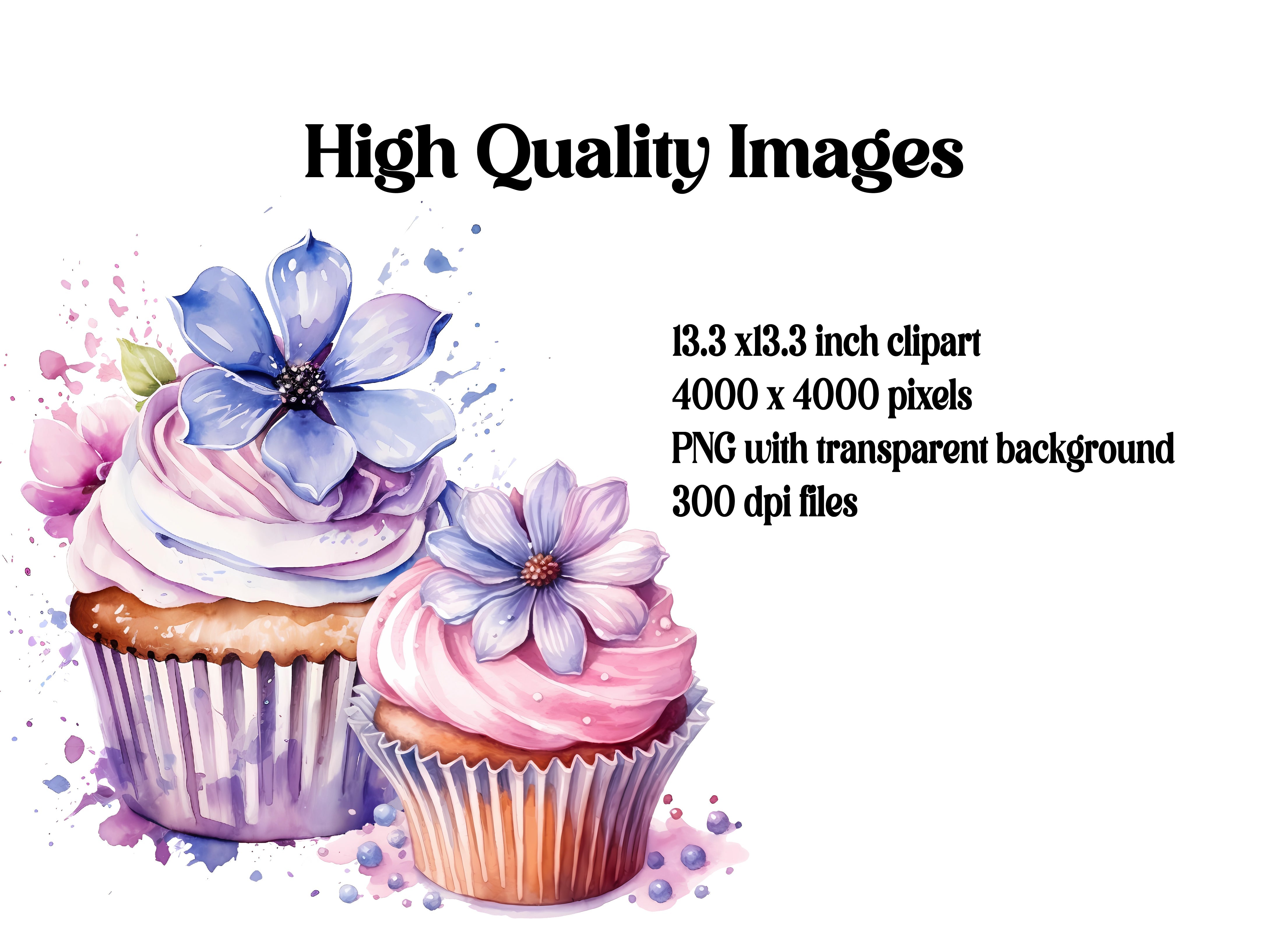 Flower Cupcakes Clipart - CraftNest