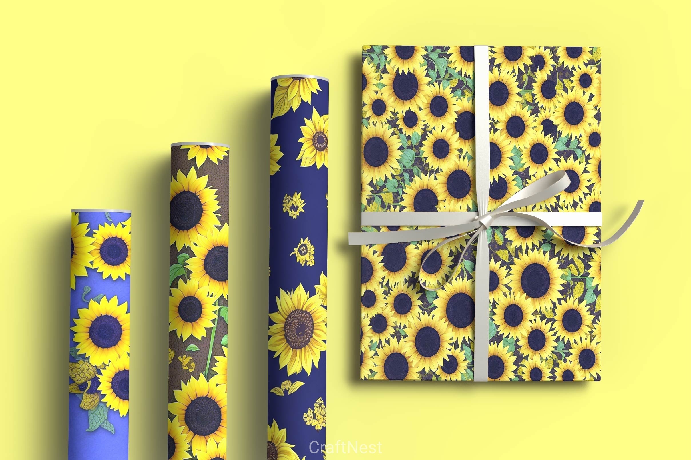 Sunflower Bees Digital Paper