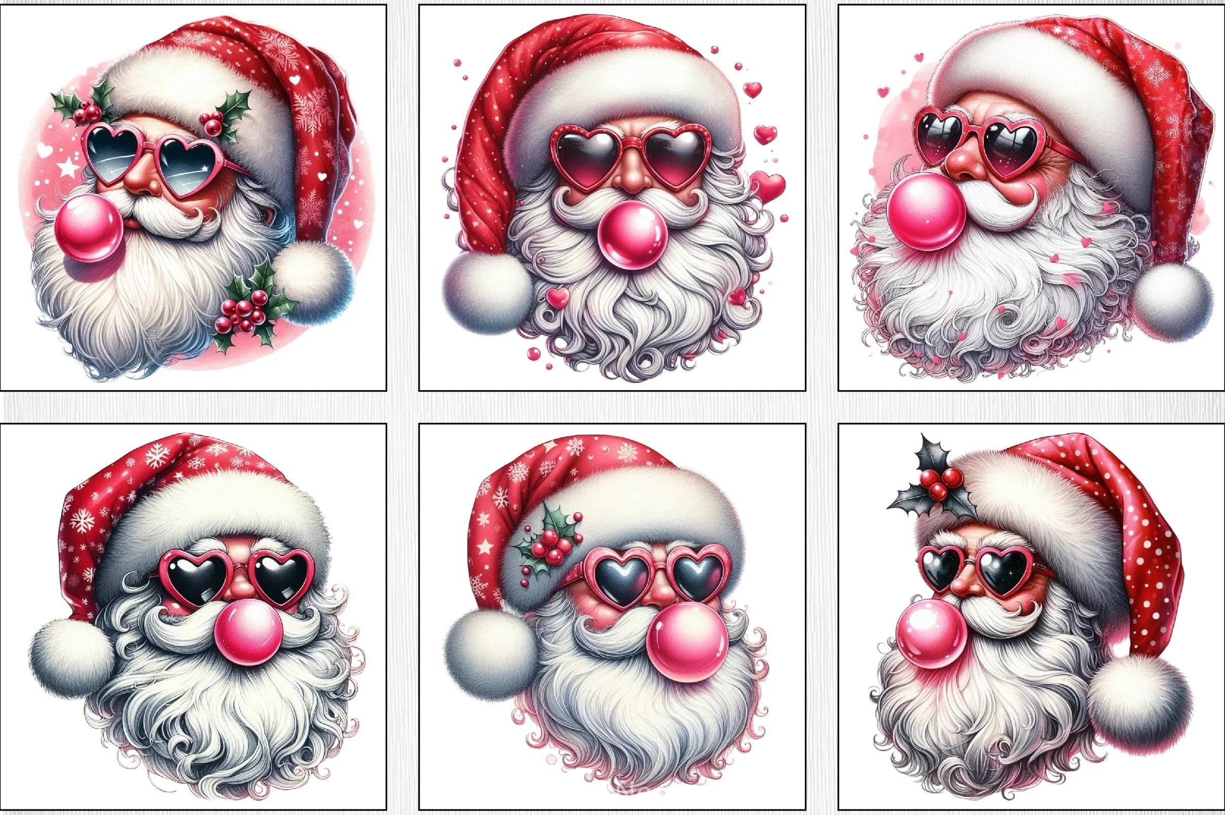 Retro Santa Bubble Clipart Bundle - CraftNest - Digital Crafting and Art