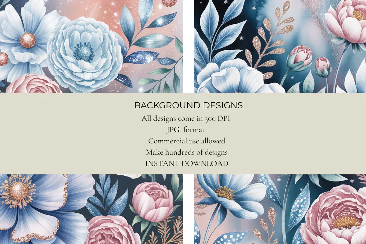 Frosted Florals Junk Journal Papers - CraftNest - Digital Crafting and Art