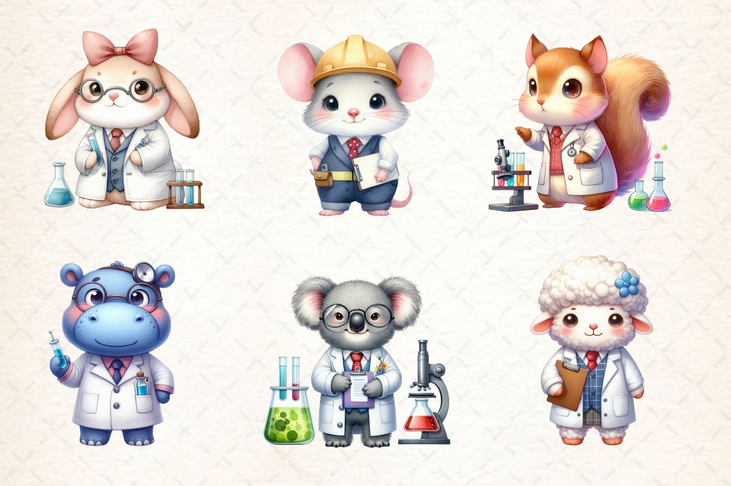 Nurse Animals Doctor Animals Clipart Bundle