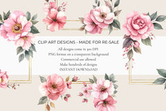Pink Floral Frames Clipart - CraftNest - Digital Crafting and Art