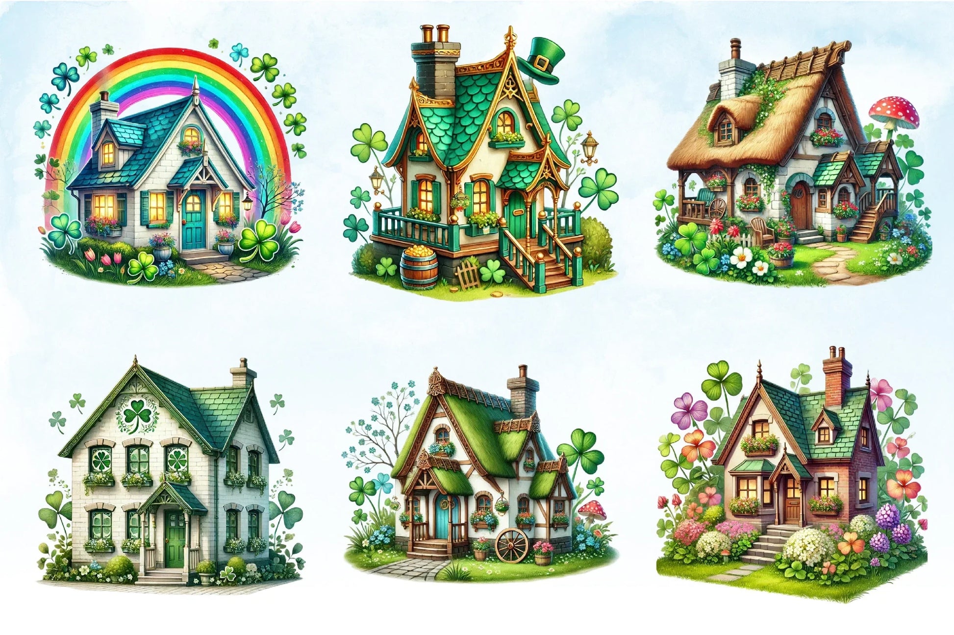 St. Patrick's Day House Clipart Bundle - CraftNest - Digital Crafting and Art