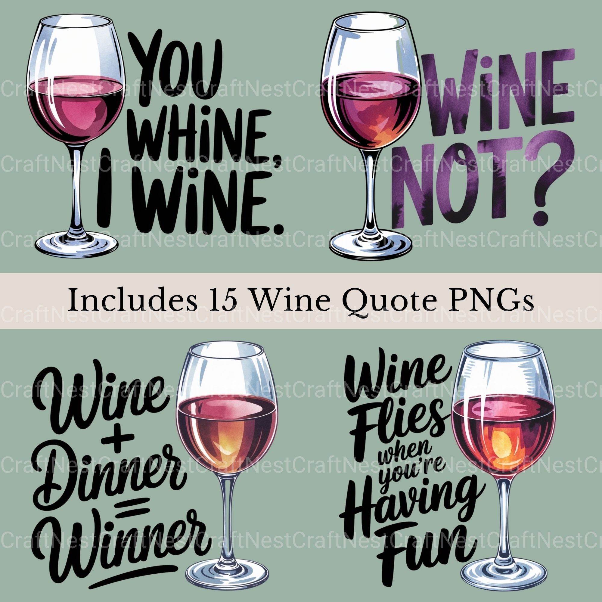 Wine Quotes Clipart Bundle
