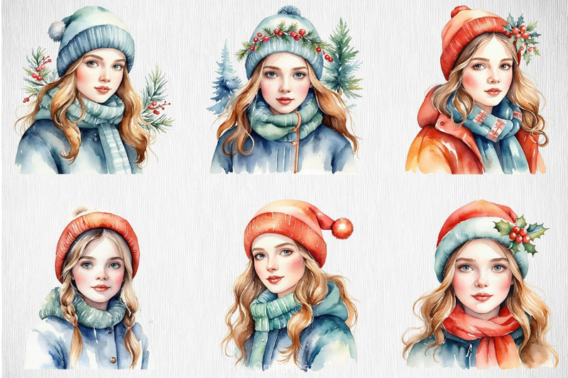 Christmas Winter Girl Clipart Bundle - CraftNest - Digital Crafting and Art