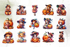 Cute Witch Pumpkin Clipart Bundle - CraftNest - Digital Crafting and Art