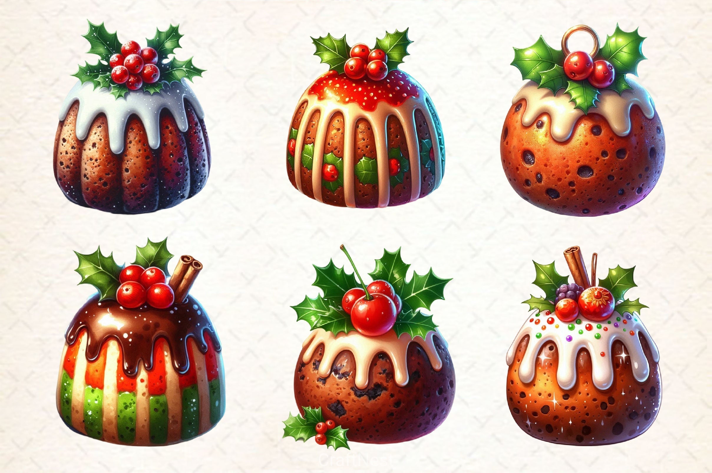 Christmas Pudding Clipart Bundle