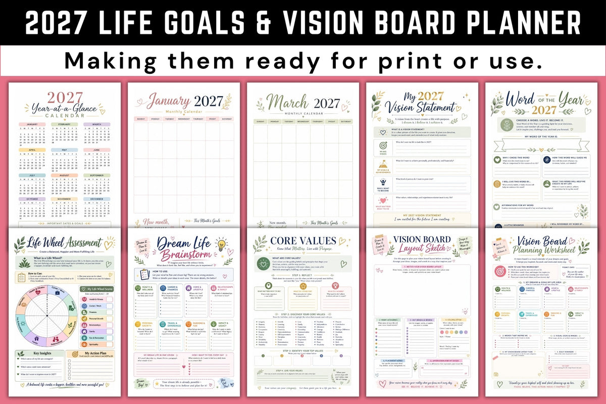 Life Goals Vision Board Planner 2027