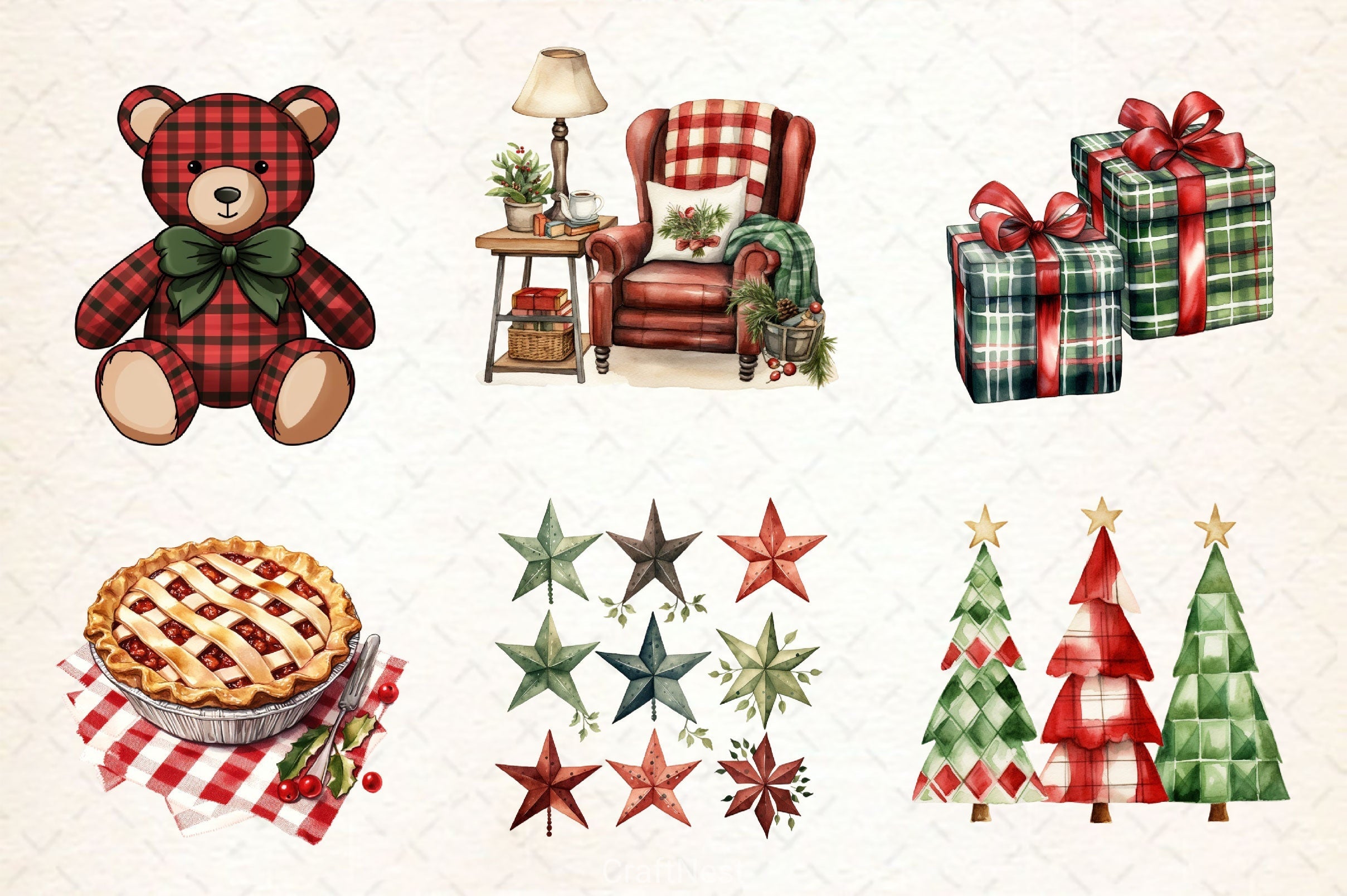 Buffalo Plaid Christmas Clipart Bundle 2