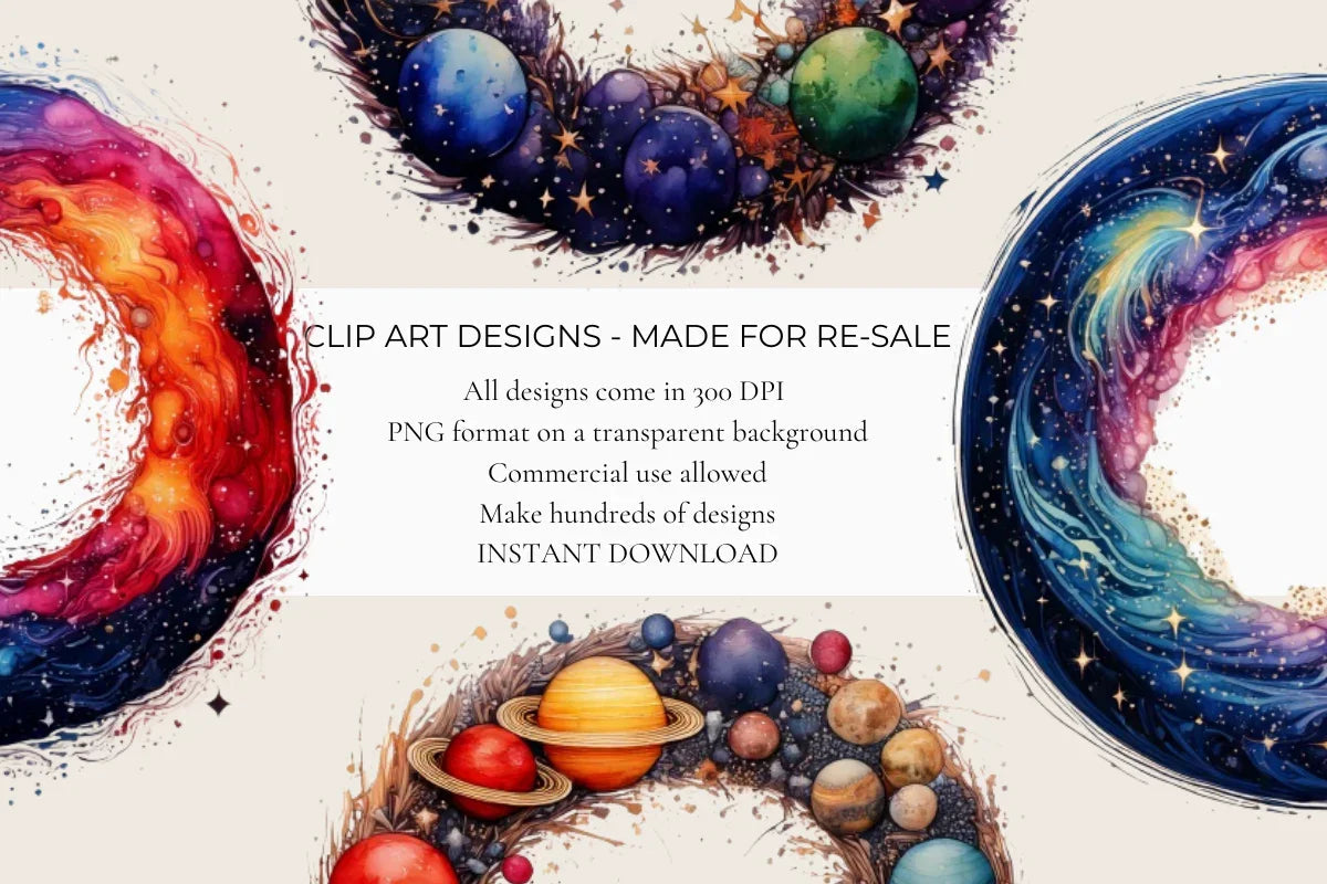 Cosmic Circular Frames Clipart - CraftNest - Digital Crafting and Art