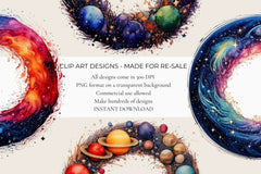 Cosmic Circular Frames Clipart - CraftNest - Digital Crafting and Art