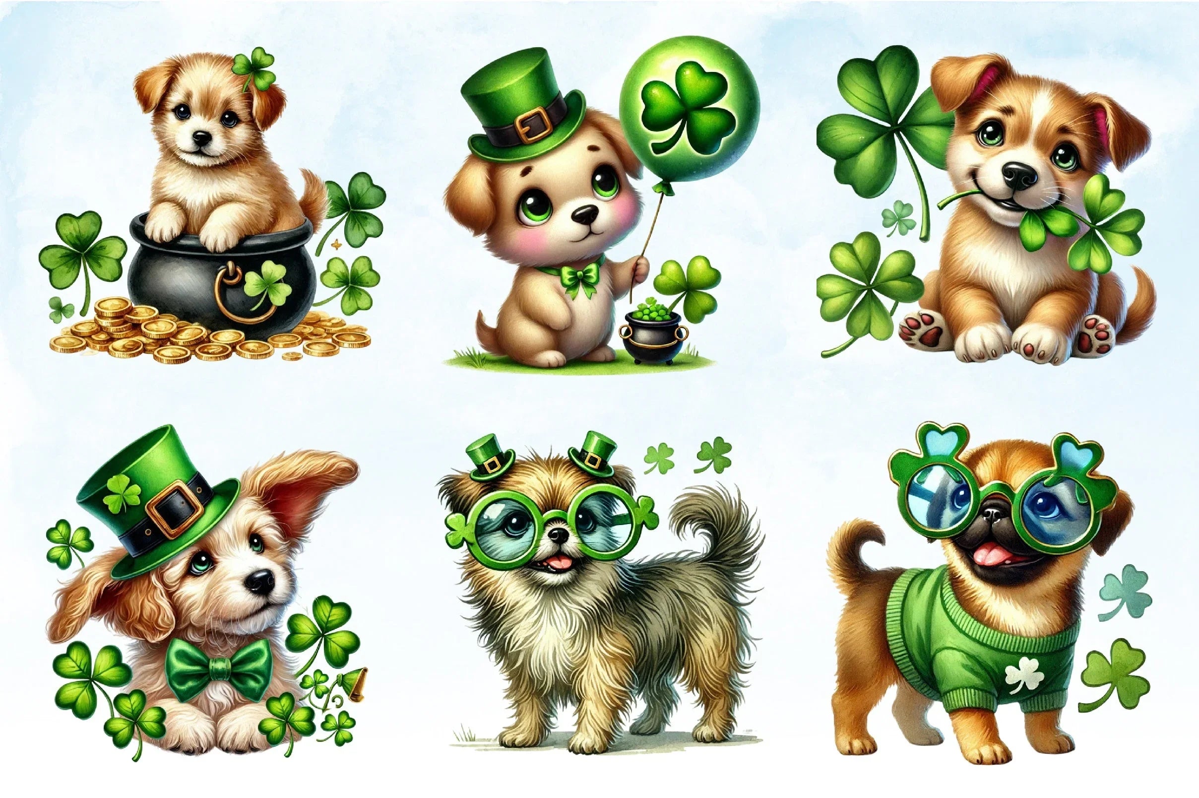St Patrick's Day Dogs Clipart Bundle - CraftNest - Digital Crafting and Art