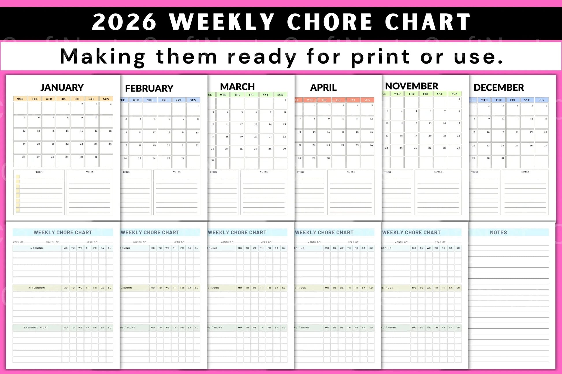 Weekly Chore Chart Template - CraftNest - Digital Crafting and Art