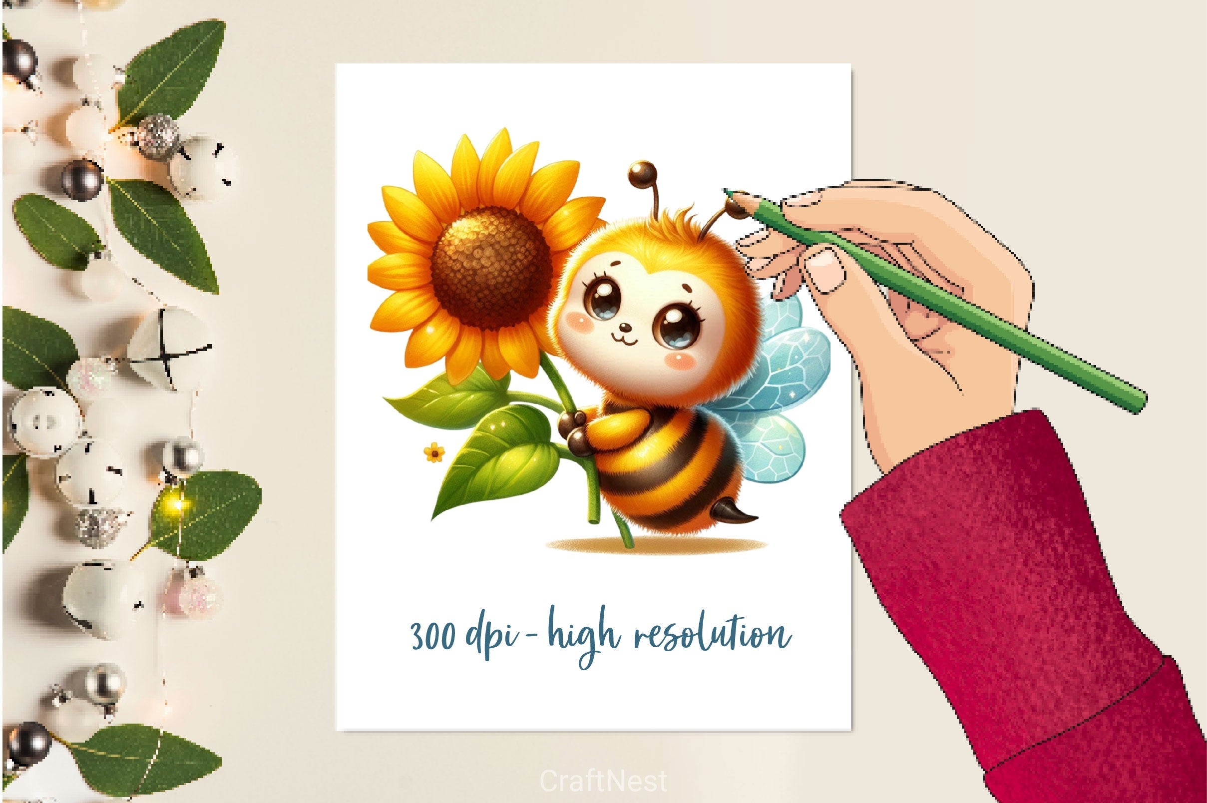 Bee Buzzing Sunflower Clipart Bundle 2
