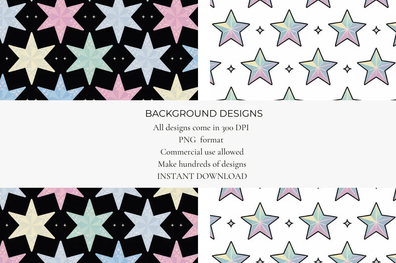 Holographic Stars Seamless Papers - CraftNest - Digital Crafting and Art