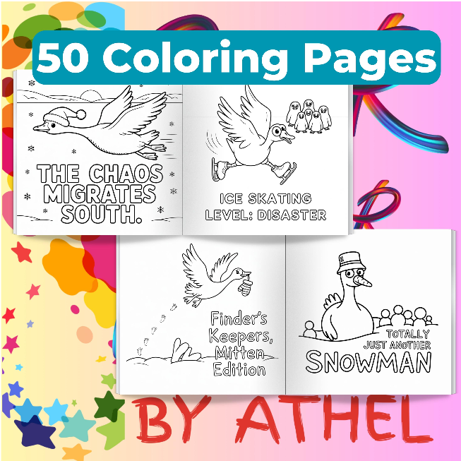 Funny Christmas Goose Coloring Book Bundle