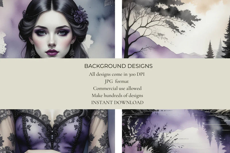 Purple Gothic Junk Journal Papers - CraftNest - Digital Crafting and Art