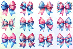 Pink & Blue Bow Clipart Bundle - CraftNest - Digital Crafting and Art