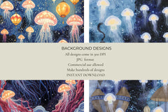 Lantern Jellyfish Junk Journal Papers - CraftNest - Digital Crafting and Art