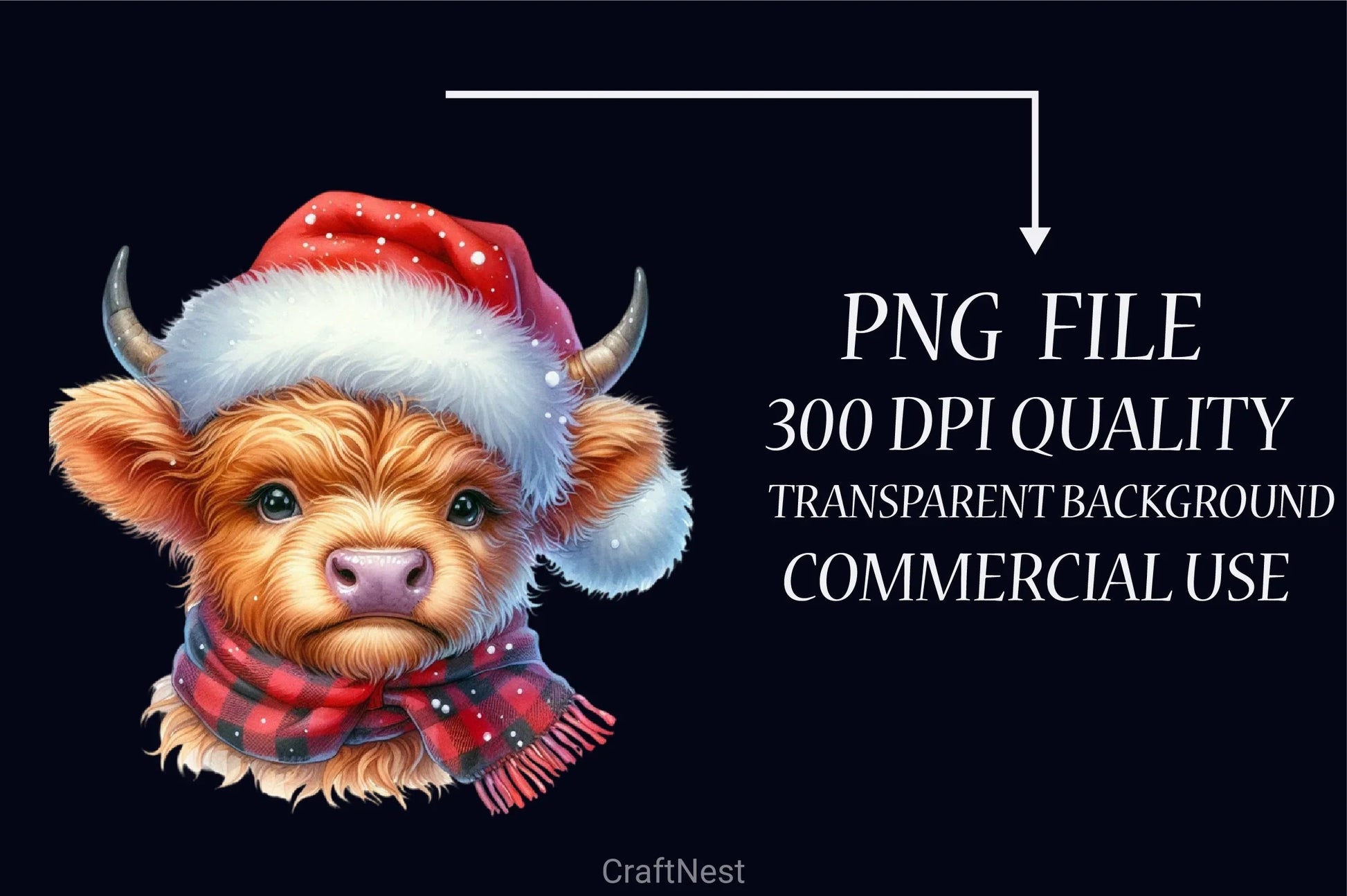 Baby Highland Cow Christmas Clipart Bundle - CraftNest - Digital Crafting and Art