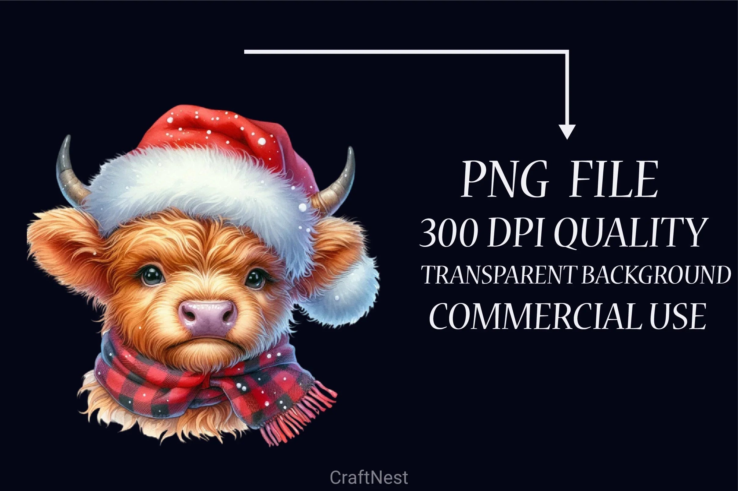 Baby Highland Cow Christmas Clipart Bundle - CraftNest - Digital Crafting and Art