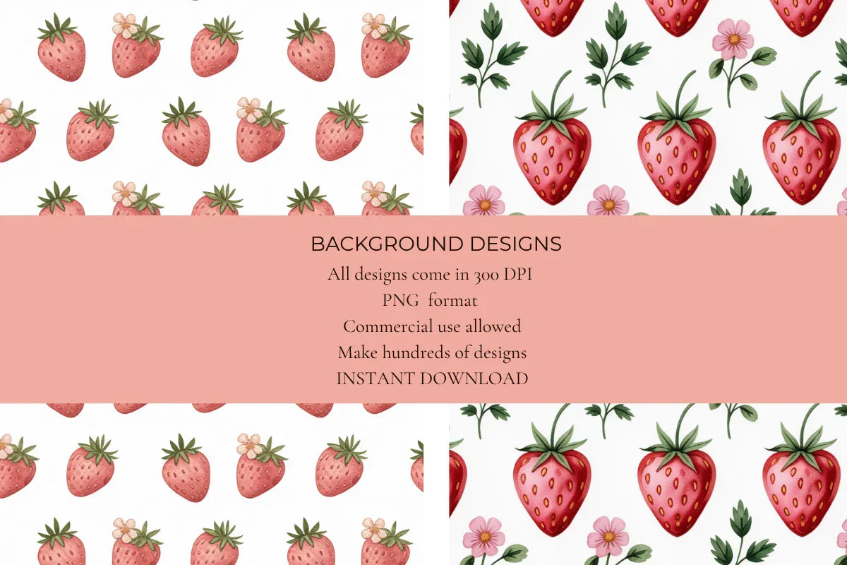 Strawberry Blooms Seamless Papers - CraftNest - Digital Crafting and Art