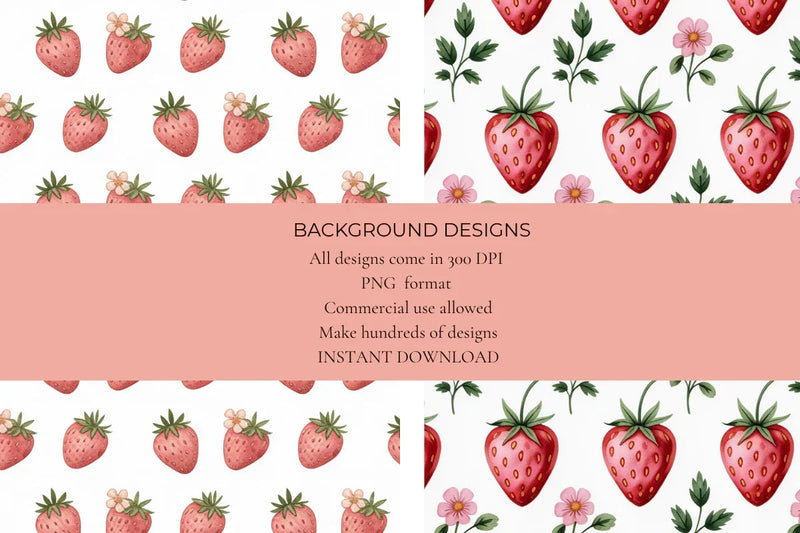Strawberry Blooms Seamless Papers - CraftNest - Digital Crafting and Art