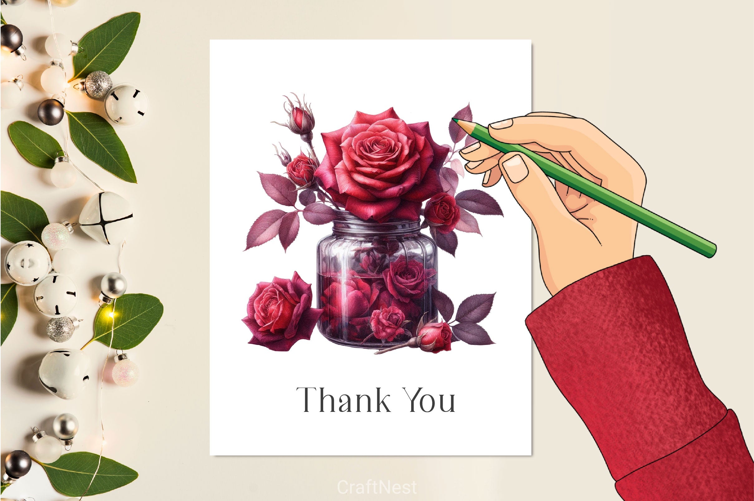 Rose In Vase Clipart Bundle