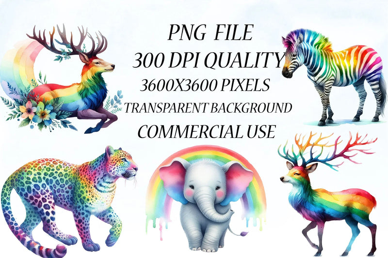 Rainbow Animals Clipart 22 - CraftNest - Digital Crafting and Art