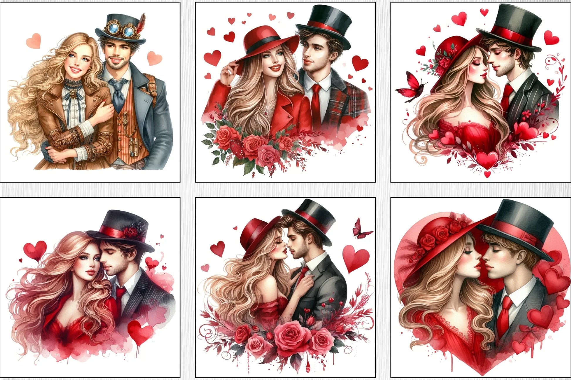 Valentine Romantic Couple Clipart Bundle 8 - CraftNest - Digital Crafting and Art