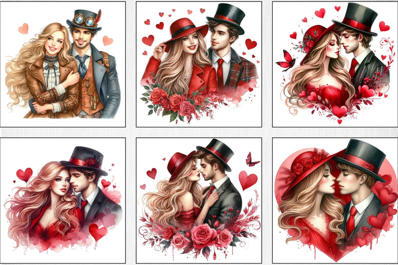 Valentine Romantic Couple Clipart Bundle 8 - CraftNest - Digital Crafting and Art