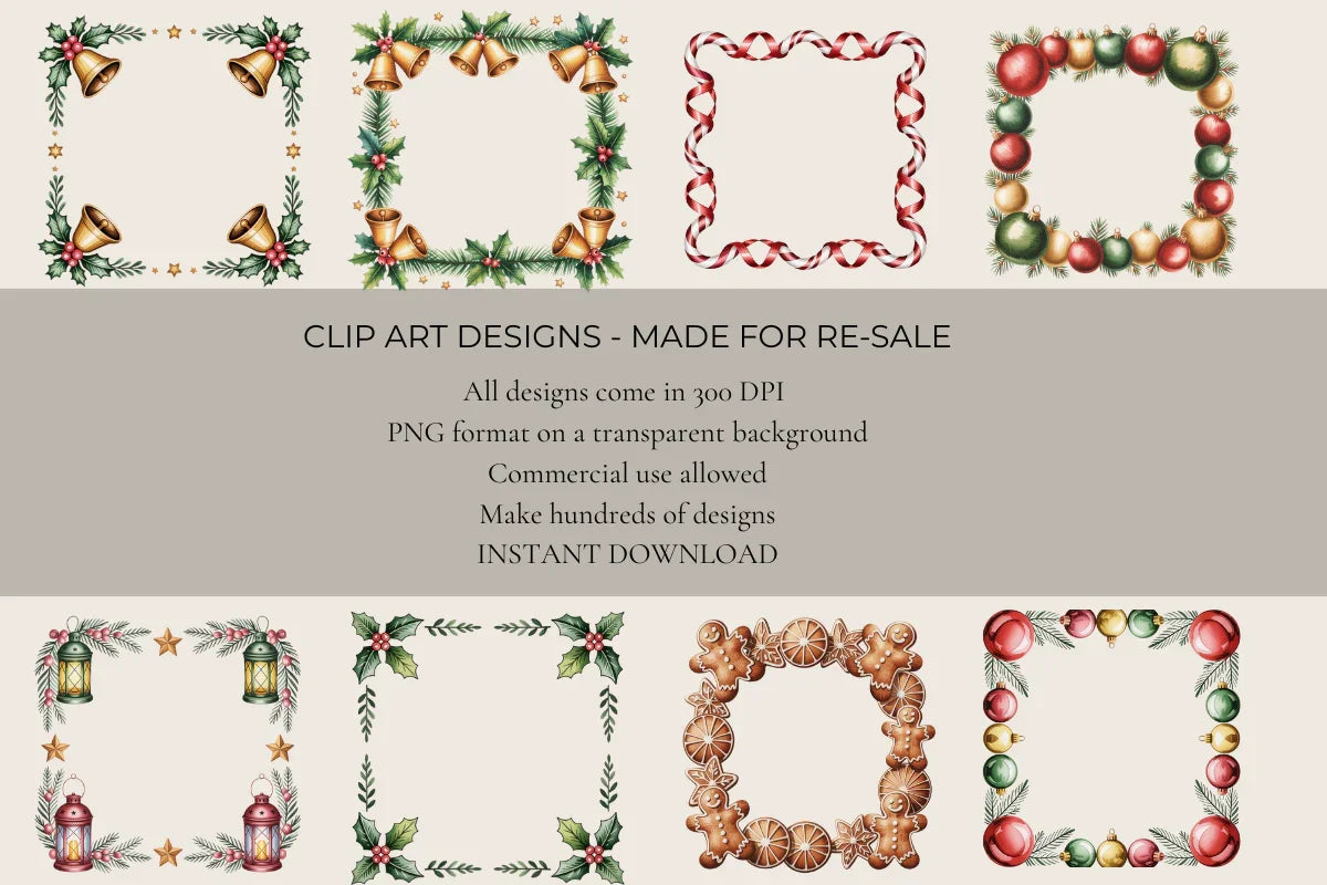 Christmas Frames Clipart - CraftNest - Digital Crafting and Art