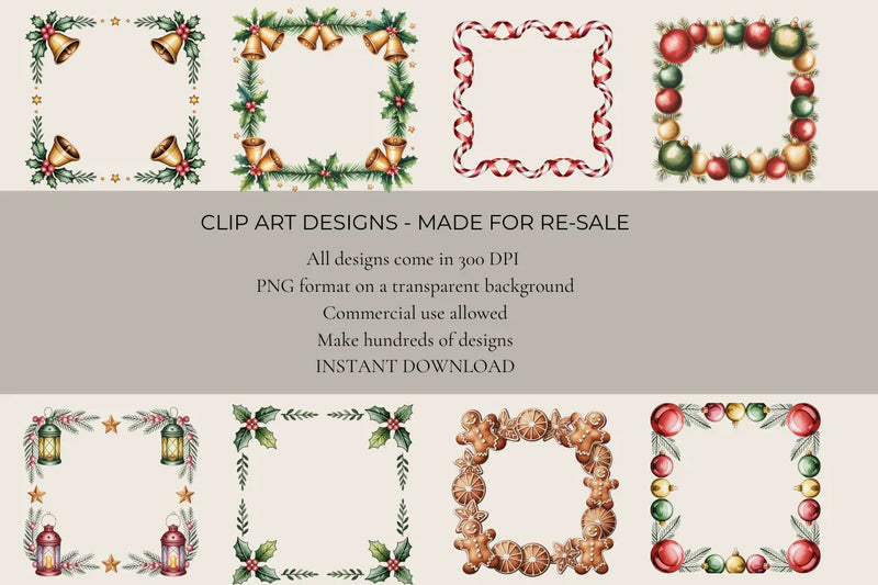 Christmas Frames Clipart - CraftNest - Digital Crafting and Art