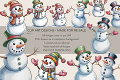 Whimsical Snowmen Clipart - CraftNest - Digital Crafting and Art