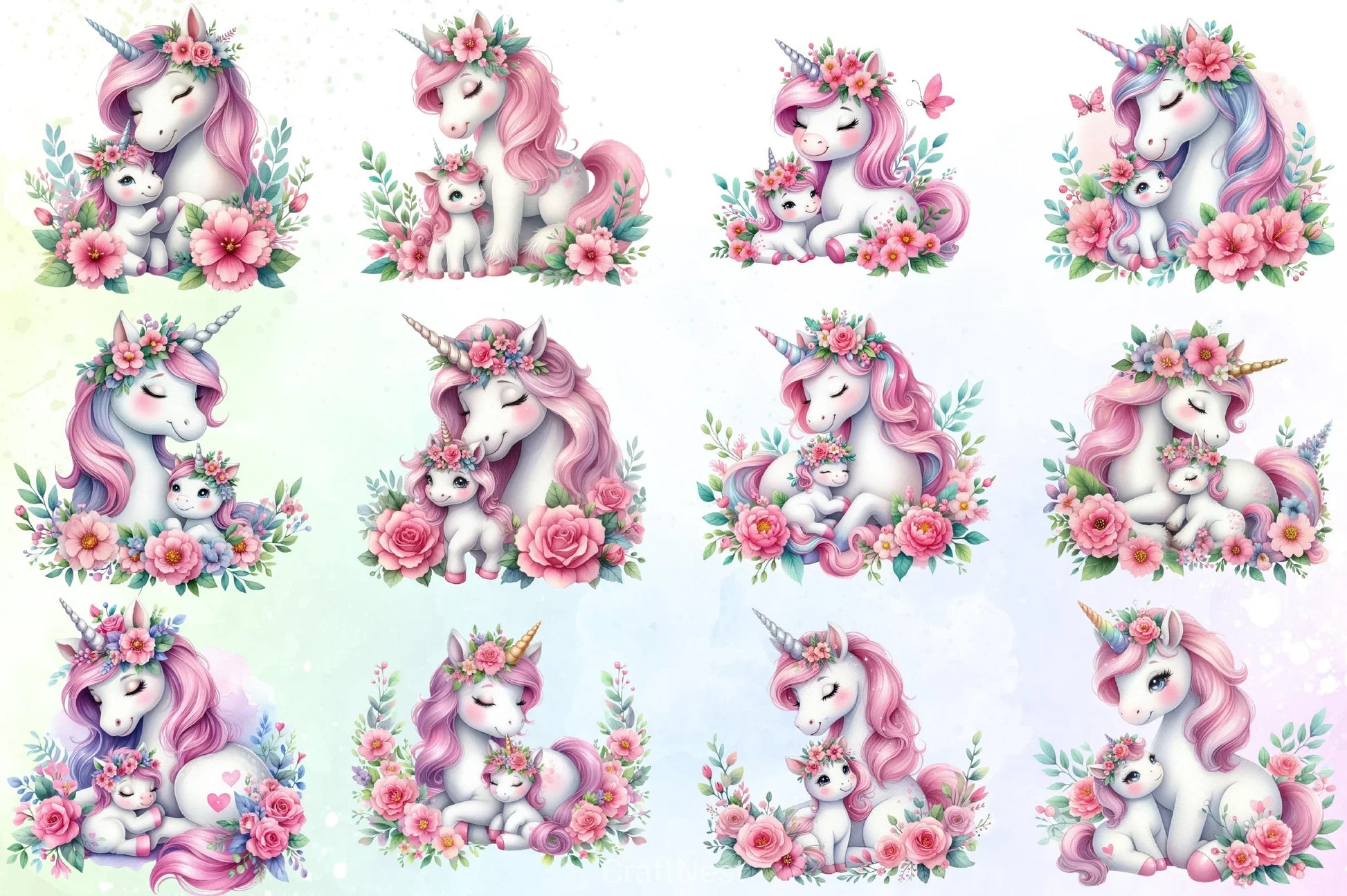 Mother's Day Unicorn Clipart Bundle - CraftNest - Digital Crafting and Art
