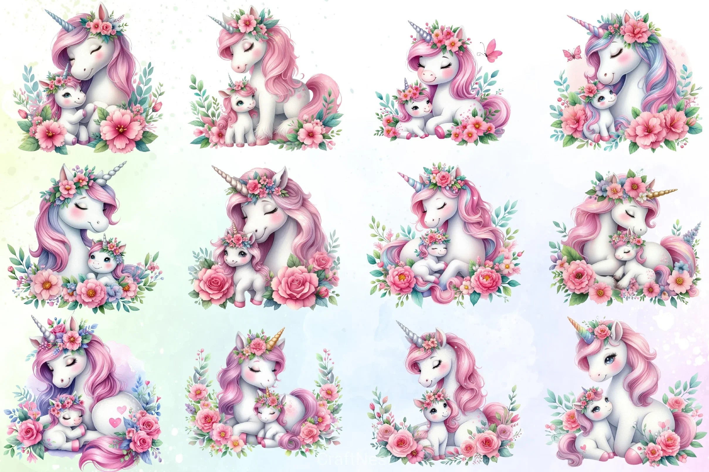 Mother's Day Unicorn Clipart Bundle - CraftNest - Digital Crafting and Art