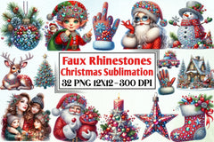 Faux Rhinestones Christmas Clipart Bundle - CraftNest - Digital Crafting and Art
