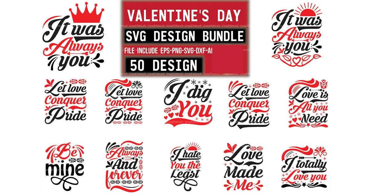 Valentine's Day SVG Bundle 50 Designs