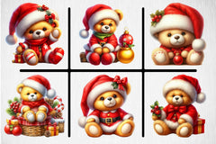 Yellow & Red Christmas Teddy Bear Clipart Bundle - CraftNest - Digital Crafting and Art
