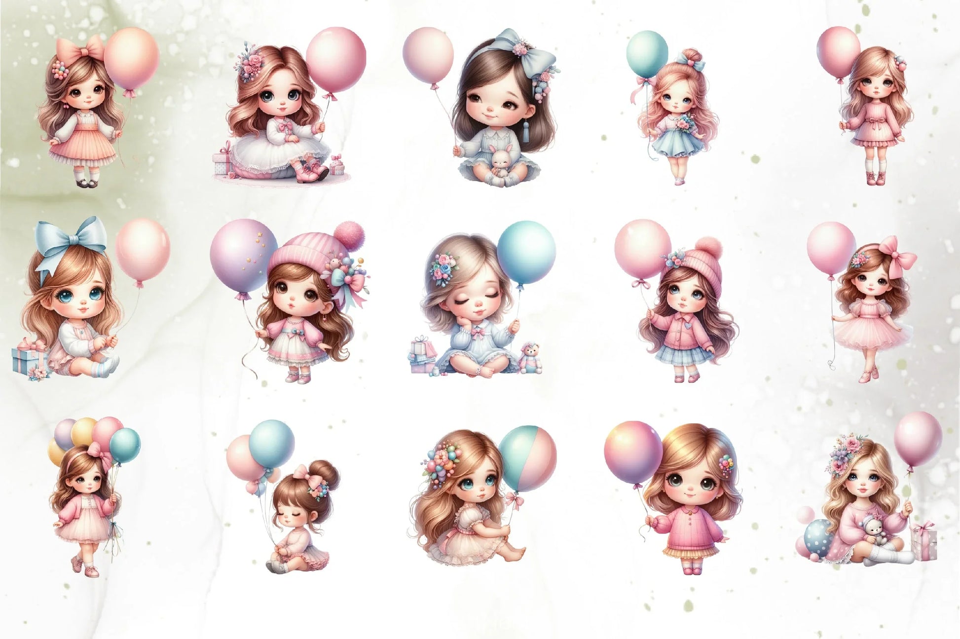 Girl Balloon Clipart Bundle - CraftNest - Digital Crafting and Art